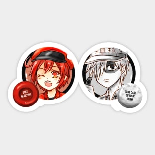 Hataraku Saibou Red & White Blood Cell Sticker